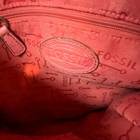 Vintage Fossil pebbled Leather Flat Crossbody Bag in EUC - Picture 6 of 9